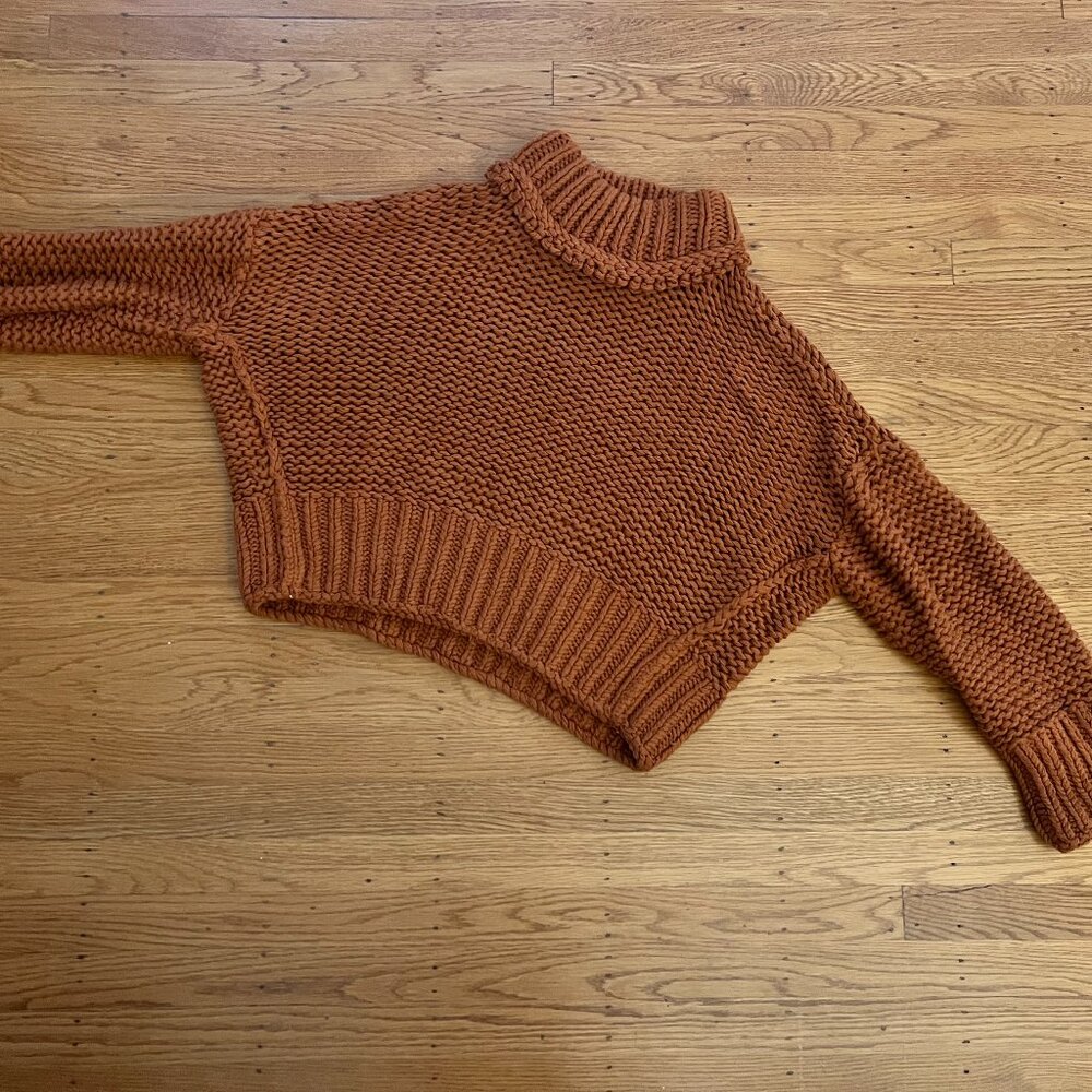 Free People Burnt Orange Cable Knit Sweater
